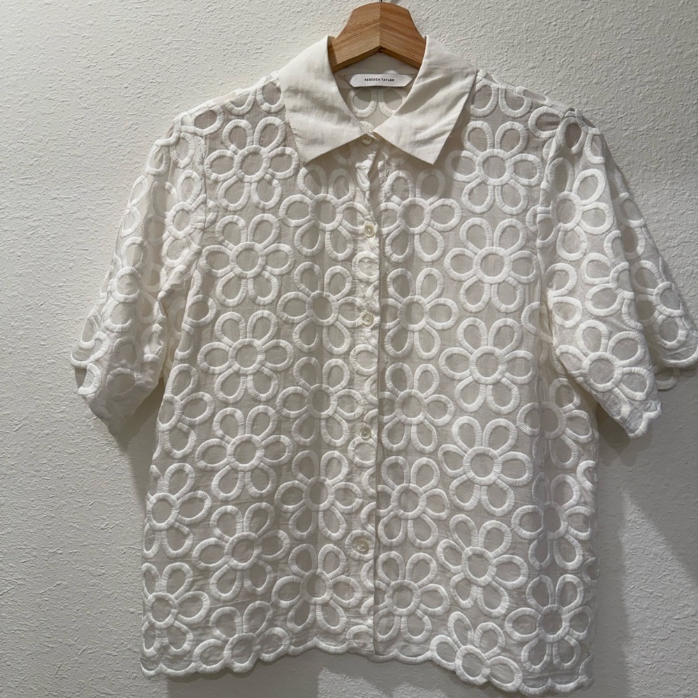 Rebecca Taylor White Floral Blouse